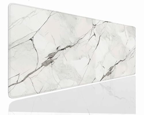 Tapis de Souris XXL 900x400x4mm Grand Tapis de Bureau Tapis de Souris Gamer Tapis Bureau Gaming Antidérapant Résistant à l'eau, Tapis Souris XXL Mouse Pad Mat Blanc sous-Mainm, Clavier Souris J-1162