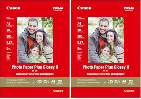 Canon PP-201 A 4 20f. 275 g Papier photo plus Glossy II, Blanc, 1 (Lot de 2)