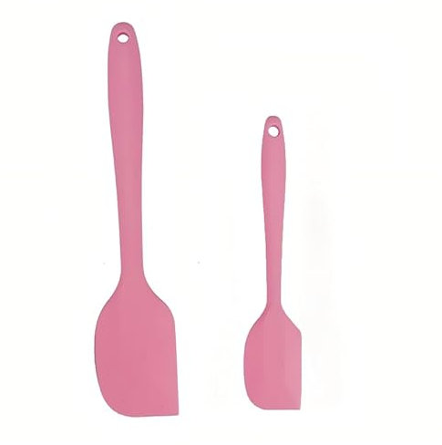 RQzaufania 2 Pcs Silicone Spatula, 230℃ Heat Resistant One Piece Seamless Non-Stick Rubber Scraper, for Kitchen Cooking Baking Mixing (Pink)