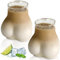 Tasse amusante de 450 ml avec forme de fesses avec paille et brosse, gobelet amusant, portable, verres à cocktail, verres à bière, pour latte macchiato, café glacé, whisky (2, 450 ml)