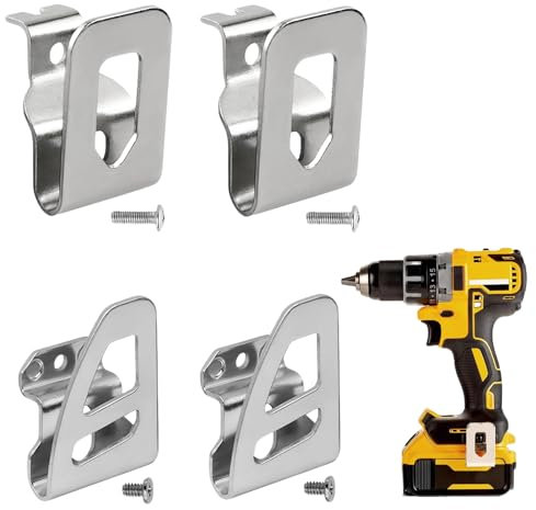4Pcs Electric Belt Clip Hooks, 2Pcs For DeWalt 18V 20V Drill Driver, 2Pcs For Milwaukee Belt Clip Replacement Parts Stainless Steel, Compatible With DCD780 & DCD785C2, For Power Tools with 4 Screws