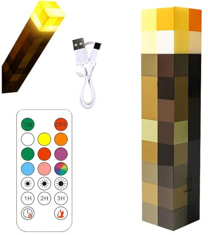 KQWVZ Wall Fackel Nachtlicht, 28CM Craft Fackel Lampe mit 3 Gang Dimmbar Lampe Fackel Wandlampe, Hand- und Wandmontage, Ton und Licht Flamme Nachahmen, Flammenlampe für Kinder Geschenke