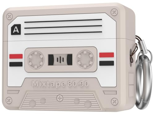 TRONWIN AirPods Pro 3 Hülle - Retro Cassetten Design Case für Apple AirPods Pro 3. Generation, Schützende Silikon air pods pro 3 Cover für Männer & Frauen (Altgrau)