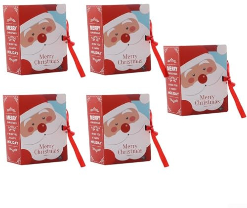 Scatole creative per caramelle con design unico a forma di libro per eleganti confezioni regalo, perfette per feste di Natale e bomboniere, confezione da 5 (Babbo Natale)
