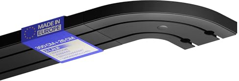 Bestlivings Gardinenschiene 300cm 2-läufig, Schwarz, mit 2 Rundbögen 13cm | Vorhangschienen-Set montagefertig, ruhiger Innenlauf, Stecksystem, vorgebohrte Montage, robuster Kunststoff - Made in EU