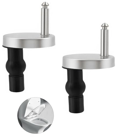 Toilet Seat Replacement Kit - Universal Quick Release Hinge & Stainless Steel Screws, Easy Installation Hardware for Universal Toilets (2 Pack) (Screws-JS2) (silver) (black)