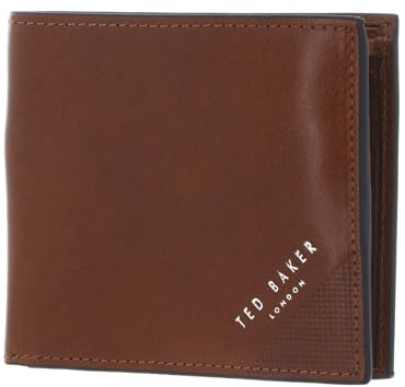 Ted Baker Leder Geldbörse Prugs Embossed Corner Leather Bifold Coin Wallet Tan Hellbraun