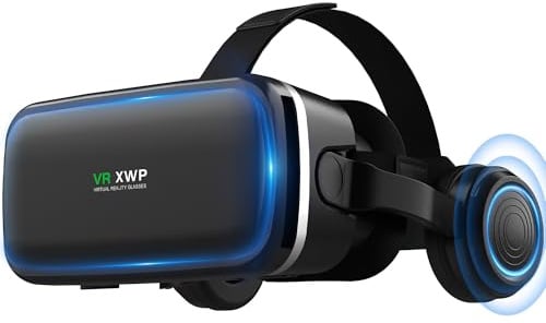 XWP Gafas 3D De Realidad Virtual con Auriculares para Smartphones, VR con Lentes HD, Compatible con iPhone & Android 4,7–6,8, Inmersiva para Juegos Y Películas, Regalo Ideal para Amigos Y Familia