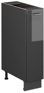 Vicco Apothekerschrank Fame-Line, Anthrazit Hochglanz/Anthrazit, 20 cm | MDF-Front · Ohne Arbeitsplatte · Höhenverst. Füße · Metallgriffe · Metall-Vollauszüge