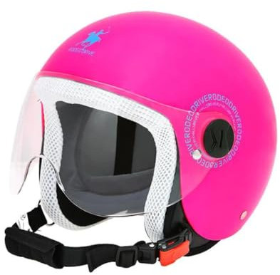 Scotland Casco Demi Jet da Bambino, Rosa Fluo, Taglia L