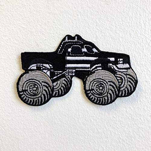 Monster Truck Toy American Black Iron on Sew on Embroidered Patch