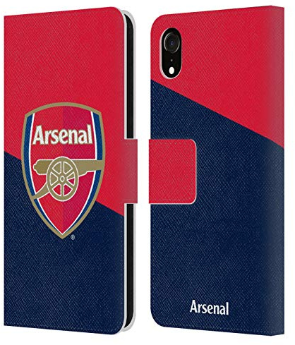 Head Case Designs Officially Licensed Arsenal FC Red & Blue Logo Crest 2 Leather Wallet Case Compatible With Apple iPhone XR