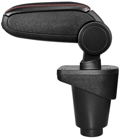 LP Trade Accoudoir Central pour 500L Phase 1 | Accessoire Console de Rangement et Repose-bras avec Compartiment Organiseur | Pièce Détachée d'Intérieur de Voiture | Simili Cuir Noir - Couture Rouge