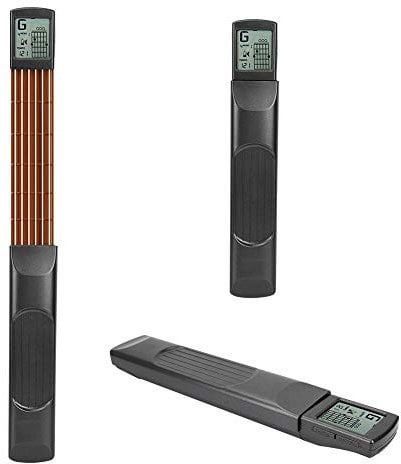 Gitarren Akkord Trainer, Mini 6 Fret Taschengitarr Tragbar Übungswerkzeug Gitarre Fingerspeicher Übungsgerät mit Drehbarer Kartenbildschirm für Anfänger