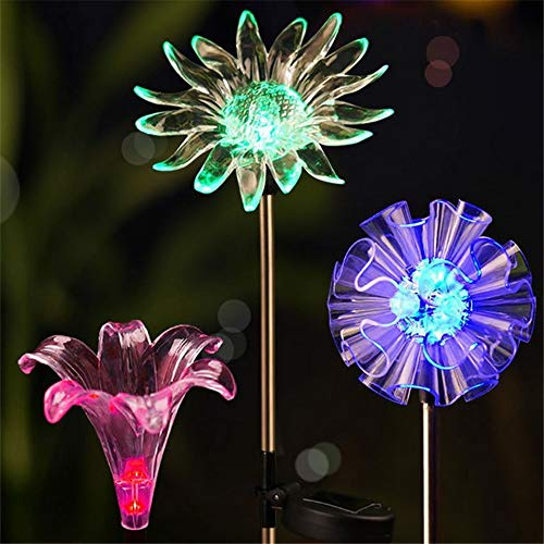 Ulalaza Garten Solarleuchten Mehrfarbig wechselnde LED-Blumenpfahl Licht Dekorative Landschaft Rasen Hof Außenleuchten