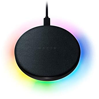 Razer Chroma 10 W schnelles kabelloses Ladegerät: schnelles kabelloses Laden – angetrieben durch Razer Chroma RGB – Soft-Touch-Gummi-Oberfläche