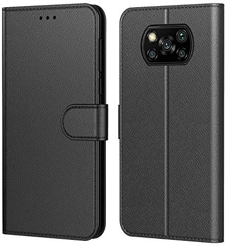 Tenphone Etui Coque pour Xiaomi Poco X3 Pro/Poco X3 NFC, Pochette Protection Etui Housse Premium en Cuir PU,Fermeture Magnétique,Folio Compatible avec (Poco X3 Pro/NFC (6,67 Pouces), Book Noir)