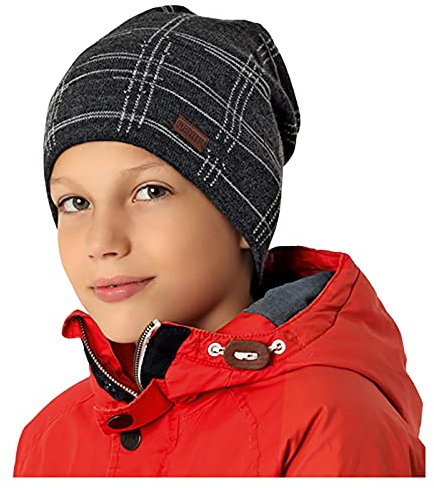 AJS Wintermütze Junge Strickmütze Mütze Beanie Kindermütze, Farbe: Grau