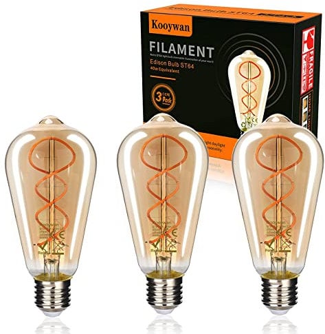 KOOYWAN Edison Glühbirne E27 LED Fassung 4W Vintage Glühbirne Warmweiß LED Lampen ST64 Dekorative Antike Lampen 2700k Retro Beleuchtung 3 Stück