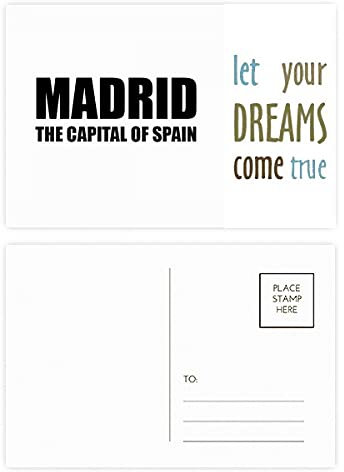 Madrid The Capital Of Spain Dream Come True, Postkarten-Set mit Dankeskarte, 20 Stück