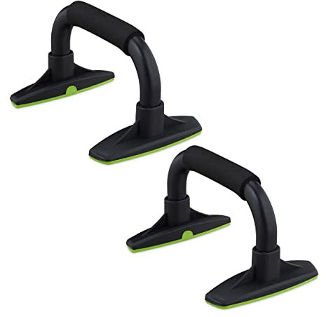 Relaxdays Liegestützgriffe 2er Set, rutschfeste Liegestützhilfen, für zuhause, Fitnessgriffe Krafttraining, schwarz/grün, 10037562, 14 x 23 x 16 cm