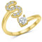 Zelaro Zirkonia Ring Mit Initialen Gold | Pärchen Schmuck für Mädchen Geschenk | Buchstabe Frauen Schmuck Zum Jahrestag | Verstellbare Ringe in Gold (S)