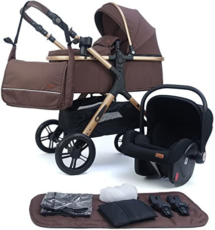 Pixini Nelio Kinderwagen Set 3in1 (gold/braun)