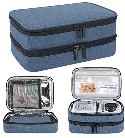 zerotop Pochette Isotherme Insuline, Sac pour Diabétique, Couche Double Pochette de Refroidissement Médical, Sac de Rangement pour Stylos à Insulin, Lecteur de Glycémie et Autres Fournitures