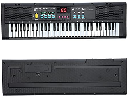 Pianoforte elettrico, USB 61 tasti Jack per auricolari Piccolo schermo tastiera MQ6186 Pianoforte con microfono per performance solista per principianti Bambino Adulto