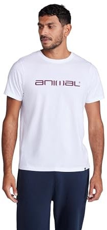 Animal Classico Mens Cotton T-Shirt - Stylish, Lightweight & Breathable Tee in Soft - for Spring Summer Beach, Holiday & Travel White L