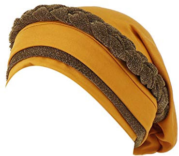 Unbekannt Afrikanische Turban Damen, Muslimisch Mütze weiche strukturierte Kopftücher, Pailletten Turbans für Frauen Mode Vorgebunden Beanie Mütze Kopfwickel Schlafmütze Gelb