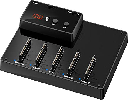 Estación de acoplamiento de disco duro SATA de 5 bahías, USB 3.0 para HDD SSD SATA de 2.5 pulgadas con función de clonación/duplicador sin conexión - K3015SATA