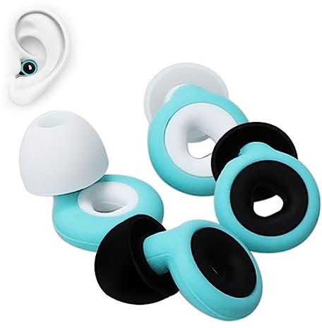 Ear Plugs for Sleep, 2 Paar Ohrenstöpsel Schlafen mit 6 Ohrspitzen in S/M/L, 2 Farben Ohrstöpsel Schnarchen Gehörschutz zum Schlafen, Silikon Ohrenstöpsel Seitenschläfer für die Nacht
