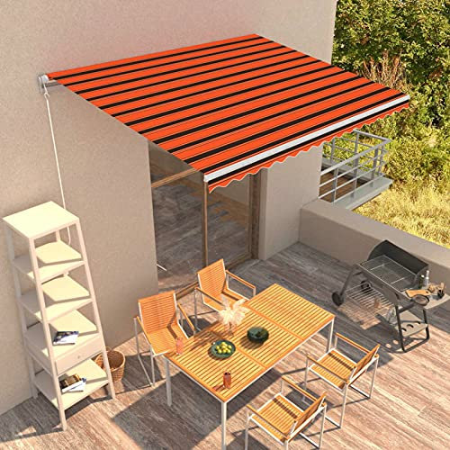 Camerina Einziehbare Markise Handbetrieben Sonnenschutz TerrassenüBerdachung Markise Balkon Tende Da Sole Per Balconi Markisen 400 x 300 cm Orange und Braun