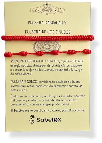 SabelAX Pulsera Hilo color Rojo - Amuletos de la Suerte y Proteccion - Pulseras de Proteccion - Amuletos Mal de ojo - Unisex para Mujer y Hombre - Para Parejas
