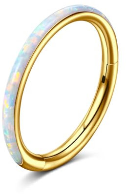 AVYRING 20G Opal Gold Nasenring, 316L Chirurgenstahl Septumring, Vielseitiger 8mm Septumschmuck für Conch, Rook, Knorpel, Tragus und Helix-Ohrringe