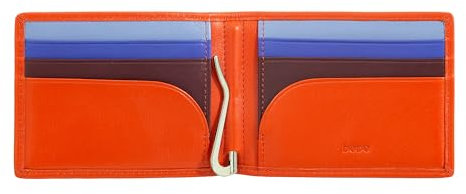 DUDU Portafoglio da Uomo con Clip Fermasoldi, Piccolo Portafoglio Sottile Compatto con Protezione RFID, Porta Carte di Credito e Zip Posteriore Arancio