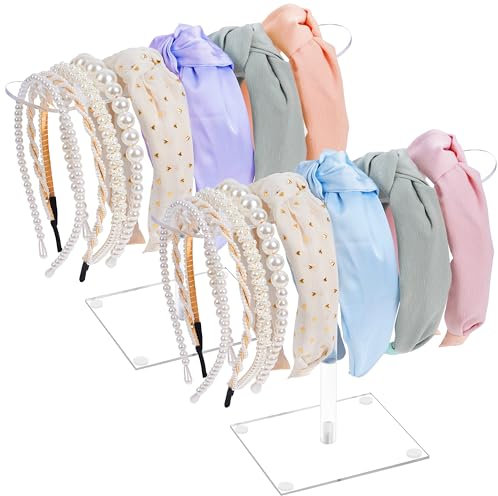 Winter Shore Acryl Haarreif Ständer (2er-Pack) - Durchsichtige Haargummi Aufbewahrung für Dicke & Dünne Haarbänder, Haargummis, Haarschmuck, Krawatten - Hängender Haarreif Halter mit Gummifüßen