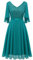 Dressystar Cocktailkleid Elegant Abendkleid für Hochzeit Chiffon Cape Overlay V-Ausschnitt Knielang A-Linie Abiballkleider Glitzer Pfauengrün S