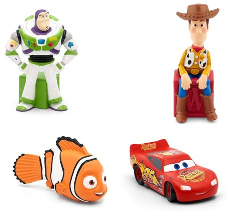 tonies Collection Disney Pixar, 4 Personnages avec Histoire Audio et chansons pour conteuse Toniebox : Woody, Buzz l'Eclair, Nemo et Cars - boîte à Histoires Vendue séparément