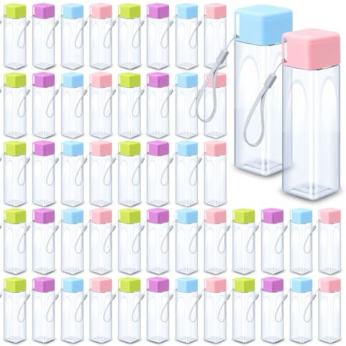 Nuogo 50 Pcs Bulk Water Bottle 17 oz Plastic Sports Water Bottles Bulk for Kids Adults Reusable Water Bottles Leak Proof Portable Drink Bottles for Outdoor School Classroom Fitness
