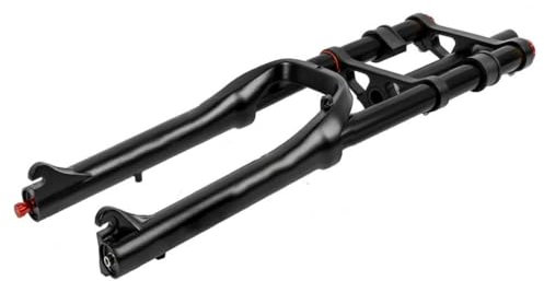 Forcella Grassa per Bici da 20 Pollici Forcella a Sospensione Pneumatica a Doppia Spalla Corsa 110mm 4.0 Pneumatico Forcella Anteriore Diritta Regolazione Estensione Blocco Manuale Freno a Disco QR,