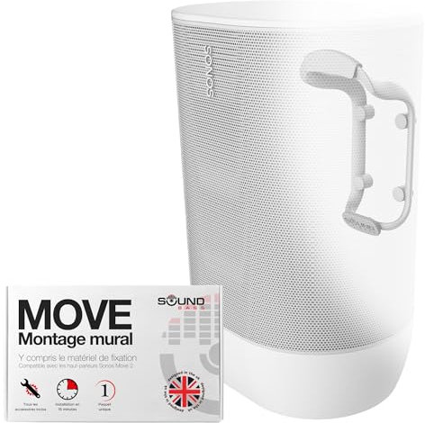 Move Support Mural pour Haut-Parleur résistant aux intempéries Compatible avec Sonos Move & Move 2 avec Accessoires de Montage, Move 2 - Blanc
