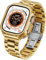 BINLUN Compatible con Apple Watch Correas Acero 49mm Pulseras de Repuesto para Apple Watch Protección TPU Funda con Correa de Metal para iWatch Ultra/Ultra 2 Hombre Mujer (Oro)