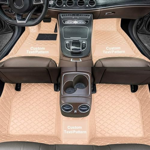 Kenzek Nach Maß Auto FußMatten für Chrysler 200 300 300C 300S Pacifica Sebring, wasserdichte rutschfeste PU Leder voller bedeckter Schutz Advanced Liners Beige