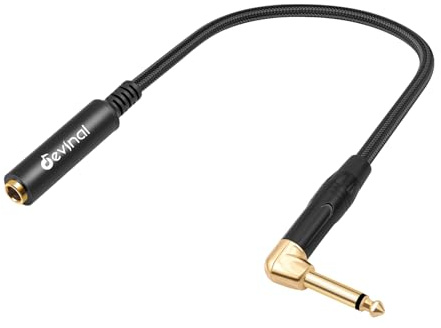 Devinal Right Angle 1/4 Inch TS Male to Female Extension Cable, 1 FT