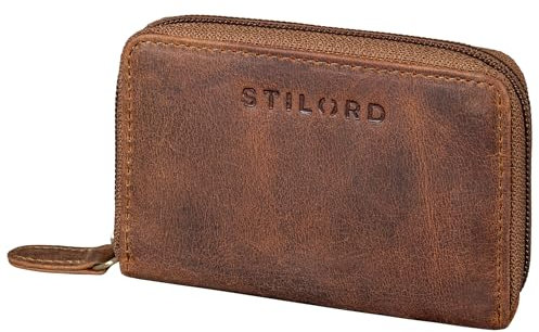 STILORD 'Luxor' Premium Kreditkarten-Etui Echt-Leder Für Herren und Damen - Vintage Leder-Portemonnaie für Herren Damen mit RFID Schutz - Moderne Geldbörse mit Münzfach, Farbe:mittel - braun