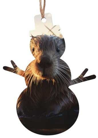 Weihnachtsschmuck aus Holz mit Biber-Motiv, für Baum, Wand, Tür, Weihnachtsdekoration mit herzerwärmendem Charme