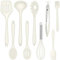 Joyfair Küchenhelfer Set, 9 Stück Küchenutensilien Silikon, Hitzebeständiges Kochutensilien Kochgeschirr Set mit Pfannenwender Schneebesen Grillzange, Antihaft Kochbesteck zum Kochen & Backen - Weiß