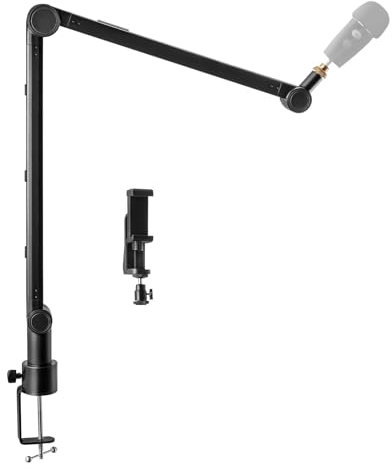 Trintion Mikrofon Arm 73-175cm Mikrofonständer Einstellbare Mikrofonstativ Mikrofon Ständer mit 2 Mikrofonklemmen Einen Stabilen Stand für Singen Studio Rundfunk (A-48)
